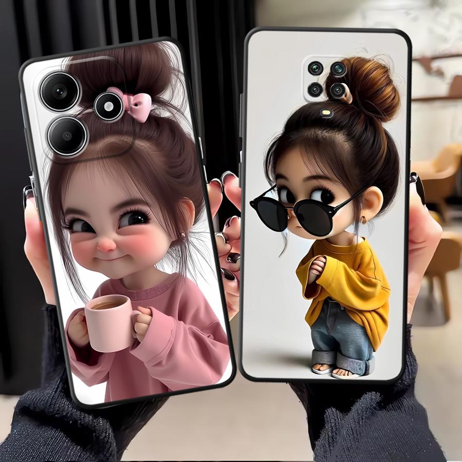 Tablet And Accessories Case - Karikatür Kız Desenli Telefon Kılıfı Xiaomi