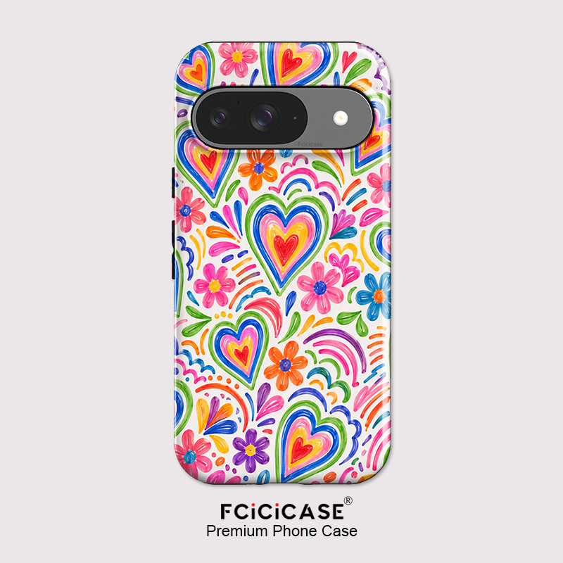 Google Pixel 8A - Pixel 10A için Fcicicase Kalp Çiçek