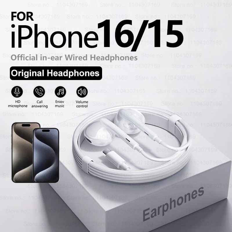 Wired Earphone Lightning - Kablolu kulaklıklar iPhone 16 Pro Max