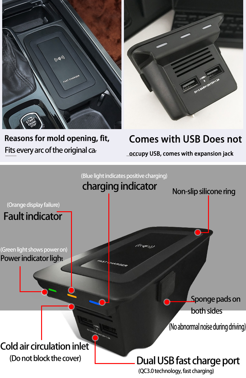 Volvo V60 S60 XC90 için 15w ka - Wireless Charging Pad incelemesi ve fiyatı